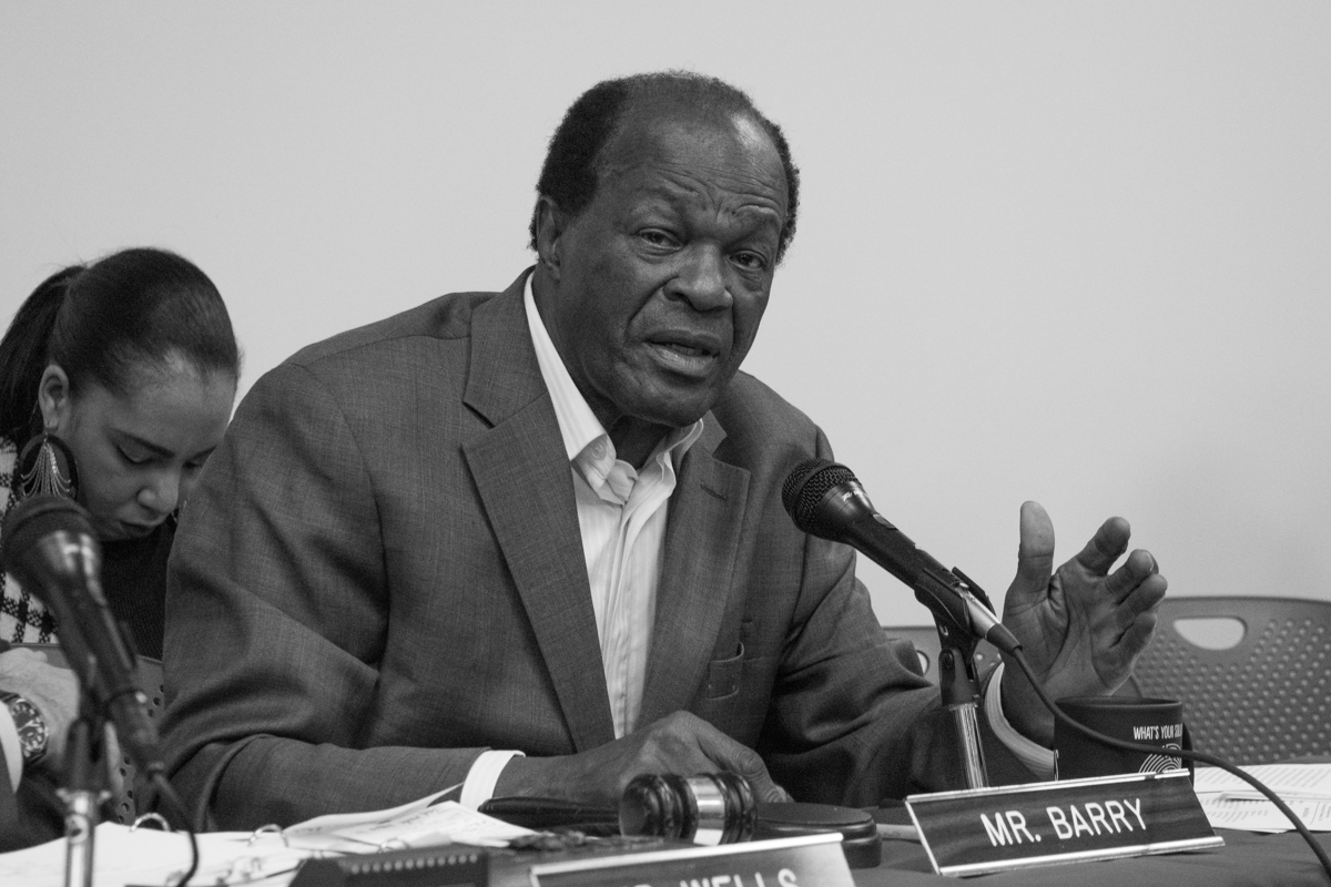Marion Barry makes comments at a hearing on decriminalizing marijuana in Washington, D.C.