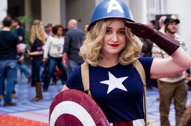 A woman attending AwesomeCon in cosplay.