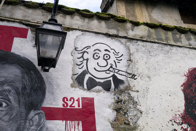 A French street portrait of cartoonist Georges Wolinski, one of the Charlie Hebdo staff members killed in January, 2015.